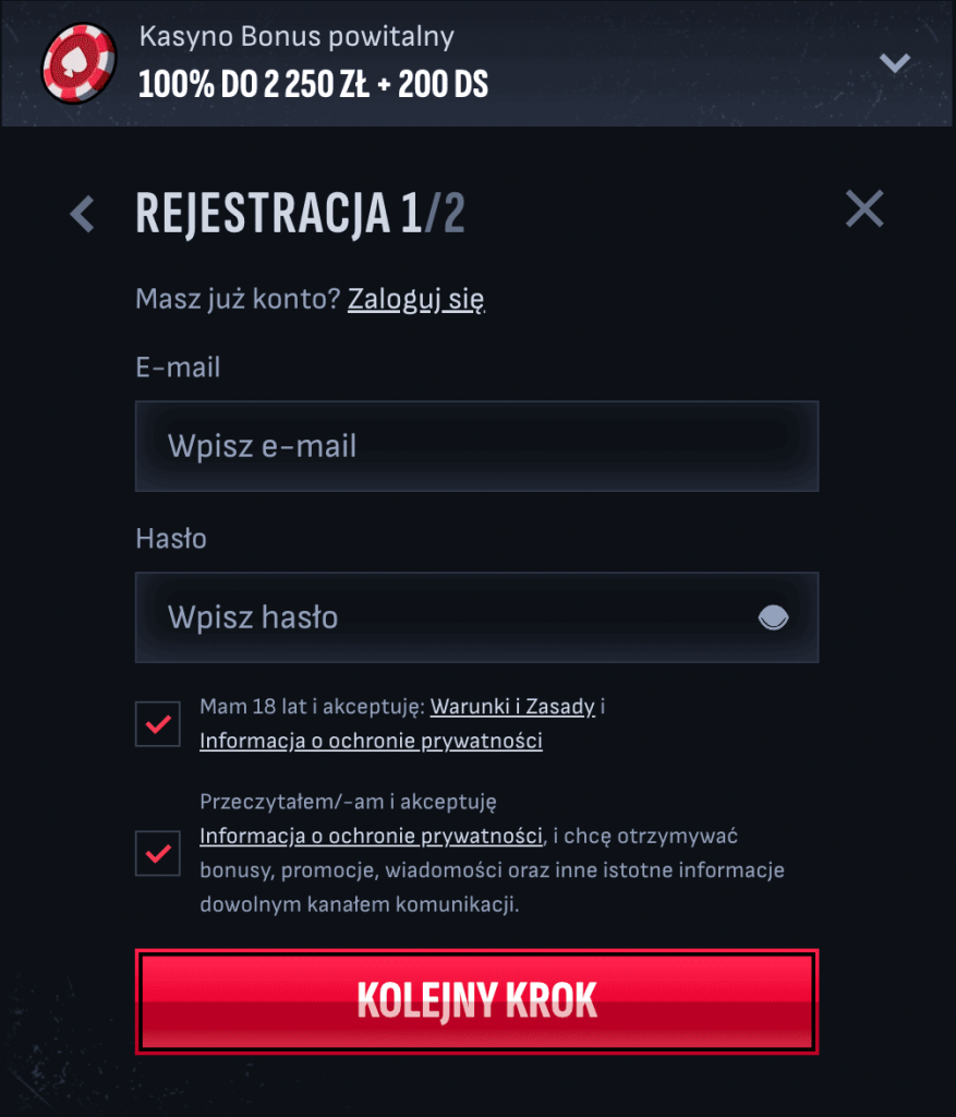 Rejestracja krok po kroku w Mafia Casino